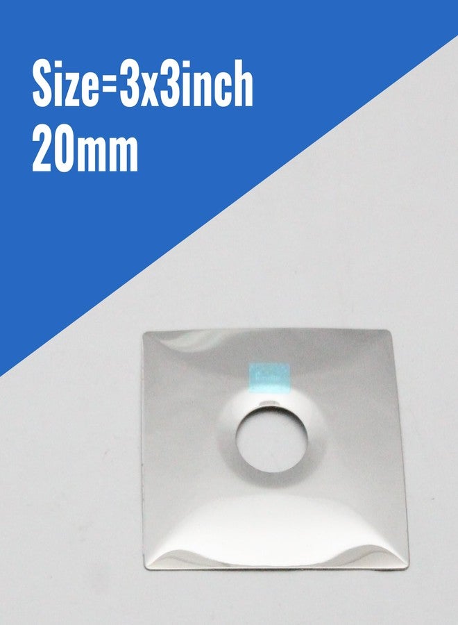 NEW WARE شفة جدارية مربعة من الفولاذ المقاوم للصدأ 3 × 3 بوصة | غطاء صنبور ودش 20 مم | شفة حمام ومطبخ بطلاء كروم (عبوة من 6 قطع) - Image 5